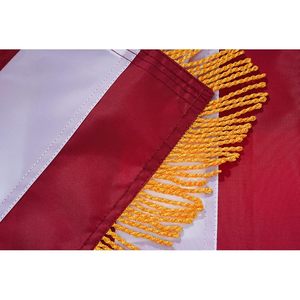 American <b>Flag</b> 4x6 Ft Gold Fringed Embroidered Stars Pennant Style Lower Stitches Indoors Use Made in USA - Product Image 4