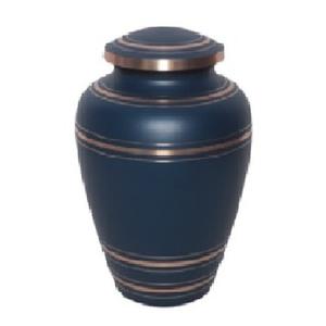 Urnas de cremación para adultos de latón de alta calidad con tiras, urnas funerarias de Metal con acabado de Color dorado y azul marino para cenizas humanas - Product Image 1