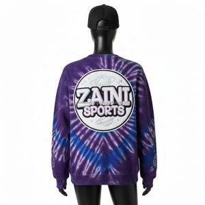 Women Sweatshirt 320 GSM Soft Cotton Fleece Purple Blue <b>Tie</b> <b>Dye</b> Style Custom Embroidery Logo Trendy Women breathable Sweatshirts - Product Image 2