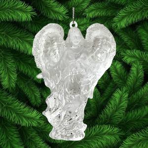 New Design Style Christmas New Year Decoration Matt <b>White</b> Gold <b>Paint</b> Clear Champagne Gold <b>Glitter</b> Acrylic Angel Ornament - Product Image 5