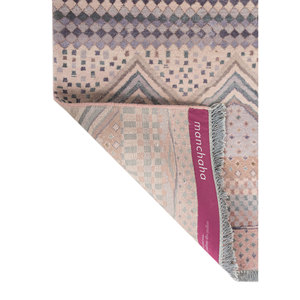 Manchaha Hand Knotted Wool & Bamboo Silk Rugs <b>Red</b> & Orange with Geometric Pattern for Home Use-Les-2744 - Product Image 5