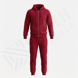 Ensemble de survêtement élégant pour homme avec fermeture éclair, logo personnalisé, confort, coupe décontractée, athlétique, gym, fitness, course à pied, kit de couleur personnalisé - Product Image 1