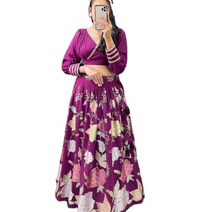 Le dernier concepteur de Fab Zone Georgette broderie fil séquence travail Lehenga Choli pakistanais indien robe adultes coton mariage - Product Image 1