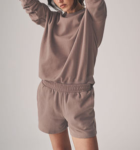 Conjunto de 2 piezas de material de algodón 100% de calidad superior para mujer, ligero, transpirable, de secado rápido, con logotipo personalizado, ropa de calle, patrón sólido - Product Image 3