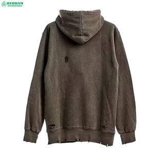 Sweat à capuche unisexe en molleton 100 % coton, coupe classique, effet vieilli, délavé au soleil, avec logo personnalisé sur le devant, idéal pour l'hiver - Product Image 5
