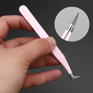 Bonne qualité acier inoxydable or pince à épiler extension de cils pointe droite et incurvée pince à épiler Volume de cils pince à épiler - Product Image 4