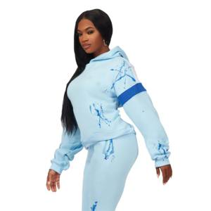 Chándal apilado de mujer de tela premium-Conjunto de dos piezas cómodo y de moda - Product Image 2