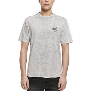 Camiseta Estilo Vintage lavado ácido para hombre 100% algodón logotipo personalizado tejido de punto Casual Top-venta al por mayor disponible - Product Image 3