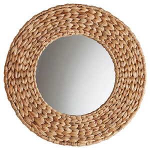 Espejo de pared de jacinto de agua, espejos de pared enmarcados, espejo tejido hecho a mano para interiores costeros, de granja o minimalistas - Product Image 1