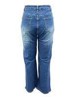 Jeans Évasés Extensibles, Respirants et Amples pour Femmes, Style Européen Américain, Taille Moyenne avec Détails Micro-Dentelle et Logo, Vente Transfrontalière d'Été