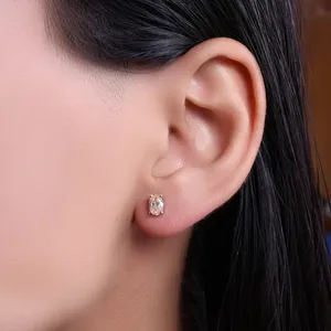 Boucles d'oreilles clous tendance pour femme en argent plaqué or blanc avec pierre pêche, boucles d'oreilles créoles en or 14 carats, cadeau de bijoux - Product Image 1