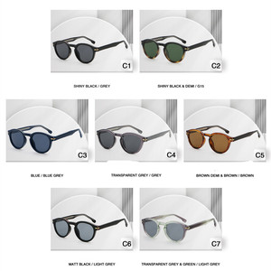 Logo personalizzato 2025 Vintage uomo donna verde leopardo occhiali da sole UV400 Pin tempie acetato TR90 rotondi occhiali da sole uomo donna - Product Image 5