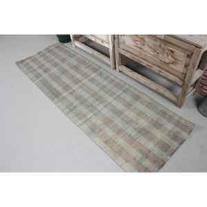 Tapis turc vintage 2,2x6,8 pieds, tapis en laine Ikat gris et rouge - Product Image 1
