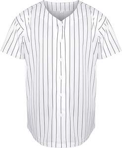 Maillot de baseball à rayures boutonnées, col en V, manches courtes, uniforme d'équipe, sublimation, vêtements de sport vierges - Product Image 1