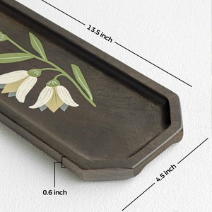 Plateau rectangulaire en bois de manguier tendance et écologique, 13,5 pouces x 4,5 pouces x 0,6 pouces, peint à la main, biodégradable - Product Image 4