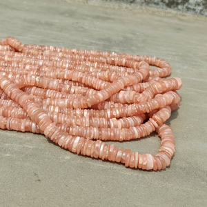 Peach Moonstone Smooth Heishi Tyre Shape Gemstone Beads 7mm Plain Tire Beads para la fabricación de joyas 15 pulgadas de la fabricación de la India - Product Image 6