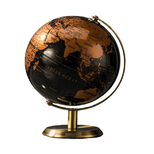 Metal náutico con base de madera Esfera armilar Globo del mundo con acabado antiguo Forma redonda para la decoración del hogar - Product Image 5