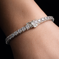 Pulsera de Tenis JJ BRAVO de Oro Blanco Sólido de 14K con Baño de Rodio, Diamantes Cultivados en Laboratorio de 4mm y 10.29Ct, 18cm, Joyería Fina Clásica Unisex