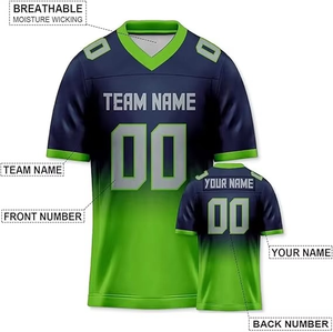 Haute qualité cousu matériel sergé maillot de Football américain maille hommes Streetwear mode maillot de Football avec patchs - Product Image 5