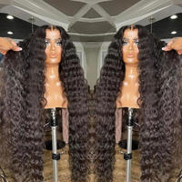 Wig rambut manusia keriting 13x6 Lace Loose Deep Front, rambut kutikula sejajar, wig rambut India tanpa proses, lace transparan.
