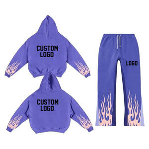 Conjunto Deportivo Unisex Ligero de Algodón con Capucha, Sudadera con Capucha y Pantalones Deportivos Acampanados, Logotipo Personalizado, Alta Calidad, Transpirable - Product Image 4