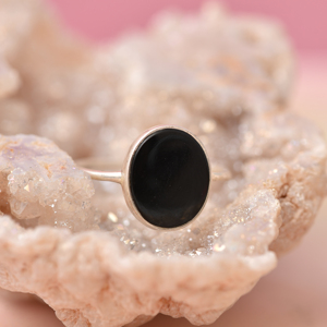 Round Cab <b>Black</b> Onyx Gemstone <b>Ring</b> 925 Sterling Silver <b>Ring</b> Bezel Setting Silver Plated Minimalist Fashionable <b>Ring</b> For Unisex. - Product Image 6