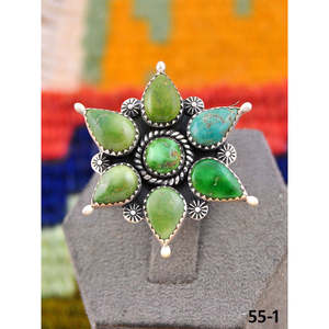 Bague ajustable artisanale en turquoise émeraude de la Vallée du Sud-Ouest et argent sterling, avec technologie d'incrustation à sertissage clos, idéale pour un cadeau - Product Image 2