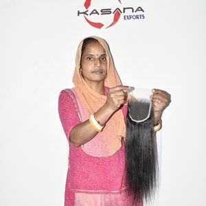 Extensions de cheveux humains vierges 100% naturels, double trame, alignés sur la cuticule, couleur naturelle noire, vague, pour femmes, vente en gros, 4*4 HD Closure - Product Image 4