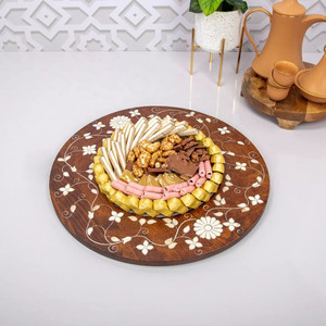 Bandeja de madera con incrustación de perla hexagonal árabe, bandeja de servicio de chocolate de lujo hecha a mano de Vietnam, último diseño - Product Image 3
