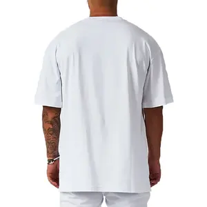 T-shirt de sport de luxe en coton pour homme, coupe oversize, manches courtes, technique bouffante, épaules tombantes, été 2025 - Product Image 4