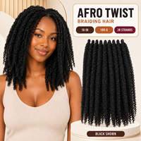 Extensions de cheveux synthétiques pour tresses afro en gros, 16 pouces, 100g, 28 mèches, cheveux au crochet