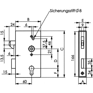 กล่องล็อคประตูบานเลื่อน 140S DIN สำหรับรั้วซ้าย/ขวา โครงตาข่ายและประตู ขนาด กว้าง 60 x ยาว 94 x สูง 173 มม. ระยะห่างจากผนัง 60 มม. AMF - Product Image 3