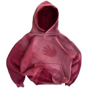 Sweat à capuche pour homme de haute qualité du fabricant 100% coton personnalisé Heavy Stone Acid Wash Sun Faded Oversize Cut Dyed Crop Hoodie - Product Image 1