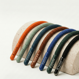 Cuerdas trenzadas Baycar con logotipo personalizado OEM al por mayor, 100% algodón, ecológicas, con punta metálica para sudaderas, pantalones y prendas. - Product Image 2