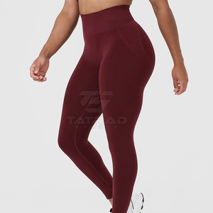 High Quality Women Yoga <b>Leggings</b> Solid <b>Pattern</b> Quick Dry Breathable Elastic Waist Customizable Fitness Wear Price - Product Image 2