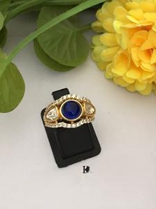 Elegante anillo elegante ajustable Kundan Real chapado en oro de alta calidad para la función y la colección de ropa de boda para mujeres - Product Image 3