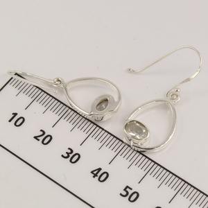 Pendientes de piedras preciosas de topacio blanco, pendientes de piedra de Plata de Ley 925 sólida para mujeres y niñas, Pendientes colgantes de plata, joyería - Product Image 3