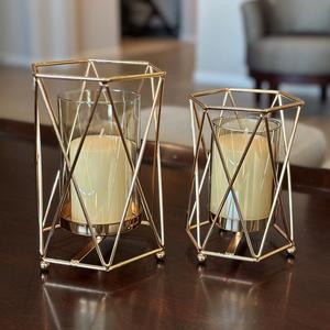 Soporte de vela de metal y vidrio de precio personalizado de alta calidad Diseño único con acabado negro para decoración del hogar - Product Image 2