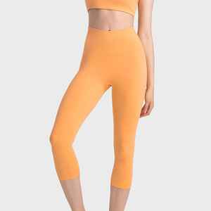 Mallas Capri de cintura alta para mujer, tela elástica suave, ajuste cómodo, Ideal para yoga, correr y sesiones de entrenamiento diario - Product Image 6