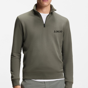 Sweat-shirt pour homme en matière respirante et confortable avec logo personnalisé, manches longues, col zippé, design à prix avantageux - Product Image 1