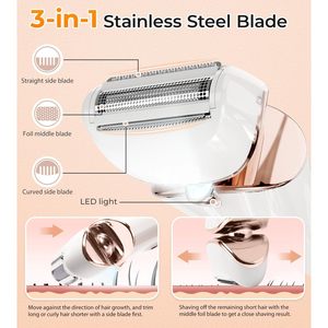 Rasoir électrique rechargeable sans fil pour femmes, tondeuse bikini et épilateur corporel, rasage humide et sec, rasoir corporel indolore - Product Image 6