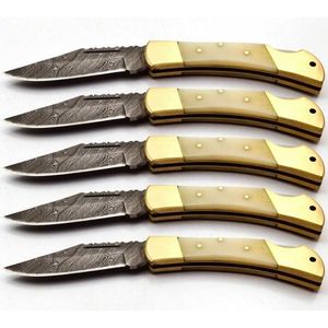 Cuchillo plegable de bolsillo de acero damasco artesanal - Product Image 6