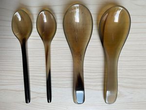 CUCHARA DE CUERNO BLANCO PULIDO ABAJO para el hogar y el restaurante Uso en la cocina Cuenco de estilo animal artesanal de la mejor calidad a la venta - Product Image 2