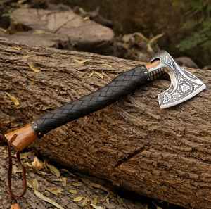 Hacha de Acero con Alto Contenido de Carbono, Venta al por Mayor, Hacha Vikinga de Grado Industrial Premium, con Funda de Cuero Fino - Product Image 4