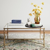 Mesa de Centro de Lujo Moderna y Ecológica con Tapa de Vidrio y Metal Forjado a Mano para Sala de Estar, Muebles para el Hogar M.R. ARTESANÍAS MR-1103