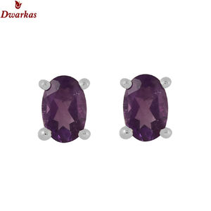 ต่างหูหินแท้925เงินสเตอร์ลิงต่างหูพลอยสีม่วงธรรมชาติสำหรับสุภาพสตรีและสตรีขายส่ง - Product Image 2