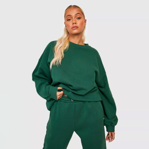 Sweat-shirts en polaire tricotée OEM pour femmes, hiver 2025, polyester/coton, prix bas, surdimensionné, épaules tombantes, logo sur le devant, manches chauve-souris - Product Image 1