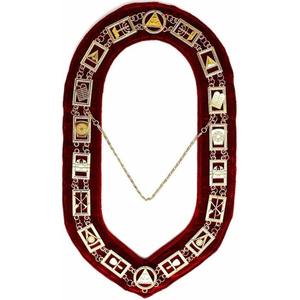 Royal Arch Past Alto Sacerdote Collar de cadena Collar masónico ROYAL ARCH MARK MASTER CHAPADO EN ORO RESPALDO ROJO - Product Image 2
