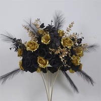 Centre de table en fleurs artificielles en soie, chemin de table floral doré pour mariage, personnalisable pour la décoration de la cérémonie et des lieux événementiels