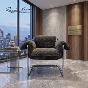 Fauteuil moderne en acier inoxydable avec coussin pour salle à manger, restaurant, café, bistrot, hôtel, mobilier - Product Image 1